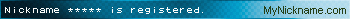 Nickname ***** is registered
