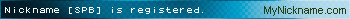 Nickname [SPB] is registered