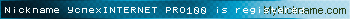 Nickname УспехINTERNET PRO100 is registered