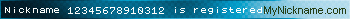 Nickname 12345678910312 is registered