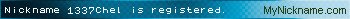 Nickname 1337Chel is registered