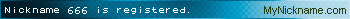 Nickname 666 is registered