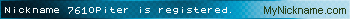 Nickname 761OPiter is registered