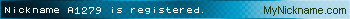 Nickname A1279 is registered
