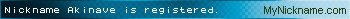 Nickname Akinave is registered