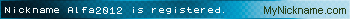 Nickname Alfa2012 is registered