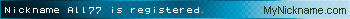 Nickname All77 is registered