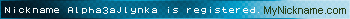 Nickname Alpha3aJlynka is registered