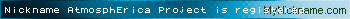 Nickname AtmosphErica Project is registered