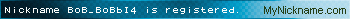 Nickname BoB_BoBbI4 is registered