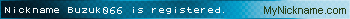 Nickname Buzuk066 is registered