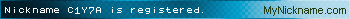 Nickname C1Y7A is registered