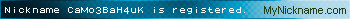 Nickname CaMo3BaH4uK is registered