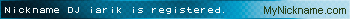 Nickname DJ iarik is registered