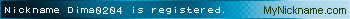 Nickname Dima0204 is registered