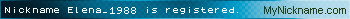 Nickname Elena_1988 is registered
