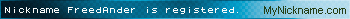 Nickname FreedAnder is registered