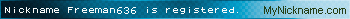 Nickname Freeman636 is registered