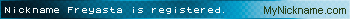 Nickname Freyasta is registered
