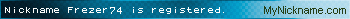 Nickname Frezer74 is registered