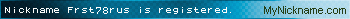 Nickname Frst78rus is registered