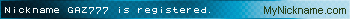 Nickname GAZ777 is registered