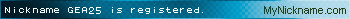Nickname GEA25 is registered