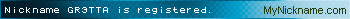 Nickname GRЭТТА is registered