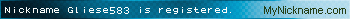 Nickname Gliese583 is registered