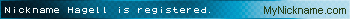 Nickname Hagell is registered