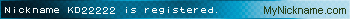 Nickname KD22222 is registered