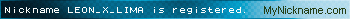Nickname LEON_X_LIMA is registered