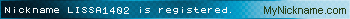 Nickname LISSA1402 is registered
