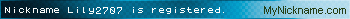 Nickname Lily2707 is registered