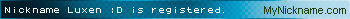 Nickname Luxen :D is registered