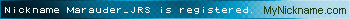 Nickname Marauder_JRS is registered