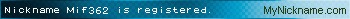 Nickname Mif362 is registered