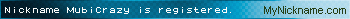 Nickname MubiCrazy is registered