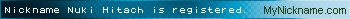Nickname Nuki Hitach is registered