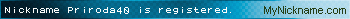 Nickname Priroda40 is registered