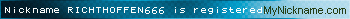 Nickname RICHTHOFFEN666 is registered