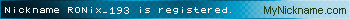 Nickname RONix_193 is registered