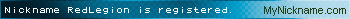 Nickname RedLegion is registered
