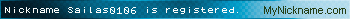 Nickname Sailas0106 is registered