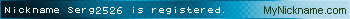Nickname Serg2526 is registered