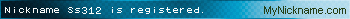 Nickname Ss312 is registered