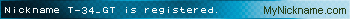 Nickname T-34_GT is registered