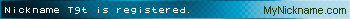 Nickname T9t is registered