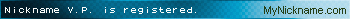 Nickname V.P. is registered