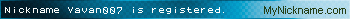 Nickname Vavan007 is registered